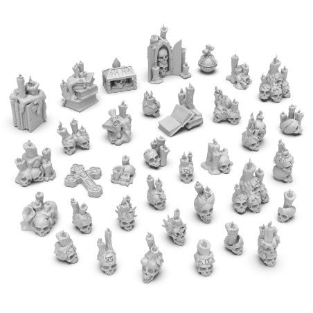 Green Stuff World - 3D-geprint - Skulls & Bones - Skulls with Candles