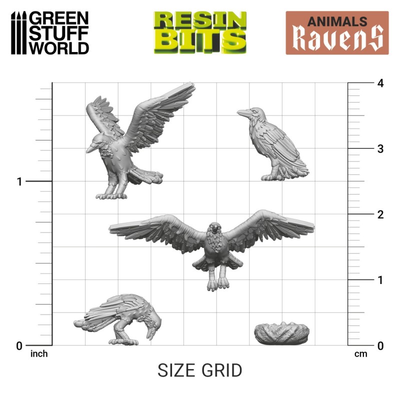Green Stuff World- 3D Printed - Animaux - Corbeaux