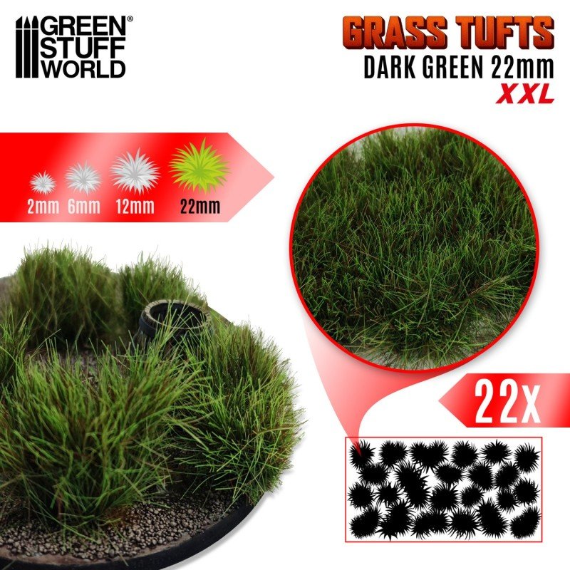 Green Stuff World - Grass Tufts XXL 22mm - Donkergroen