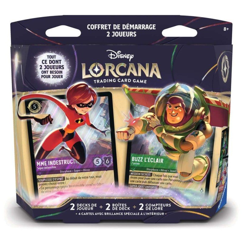 Disney Lorcana - Contrées Inconnues (Chapitre 12) - Coffret de Démarrage 2 Joueurs - Madame Indestructible et Buzz l'éclair - FR
