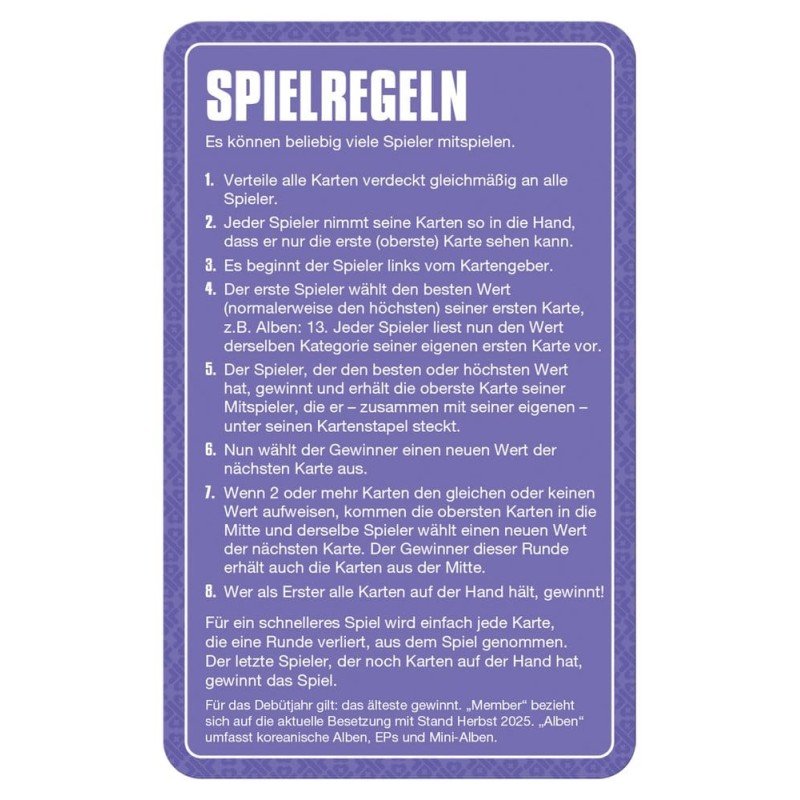 K-Pop Jeu de Cartes Top Trumps *ALLEMAND*
