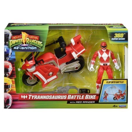 Power Rangers Battle Bike véhicule Tyrannosaurus Rex with Red Ranger 18 cm