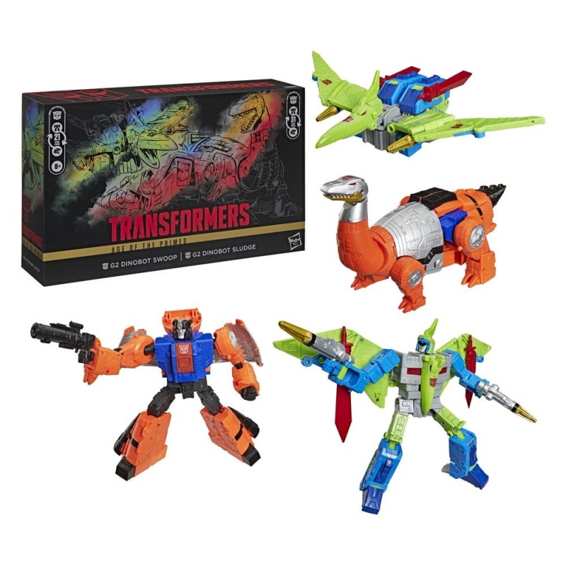 Transformers Age of the Primes Leader Class pack 2 figurines G2 G2 Dinobot Swoop &amp; G2 Dinobot Sludge 19 cm