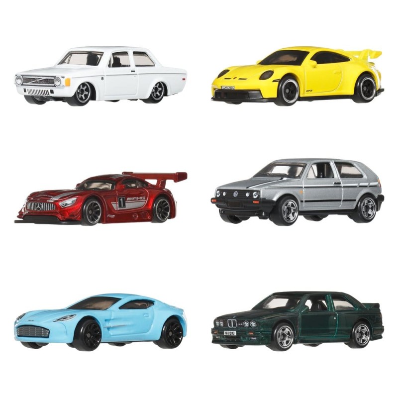 Hot Wheels Silver Series pack 6 véhicules Die-Cast 1/64 Euro Style