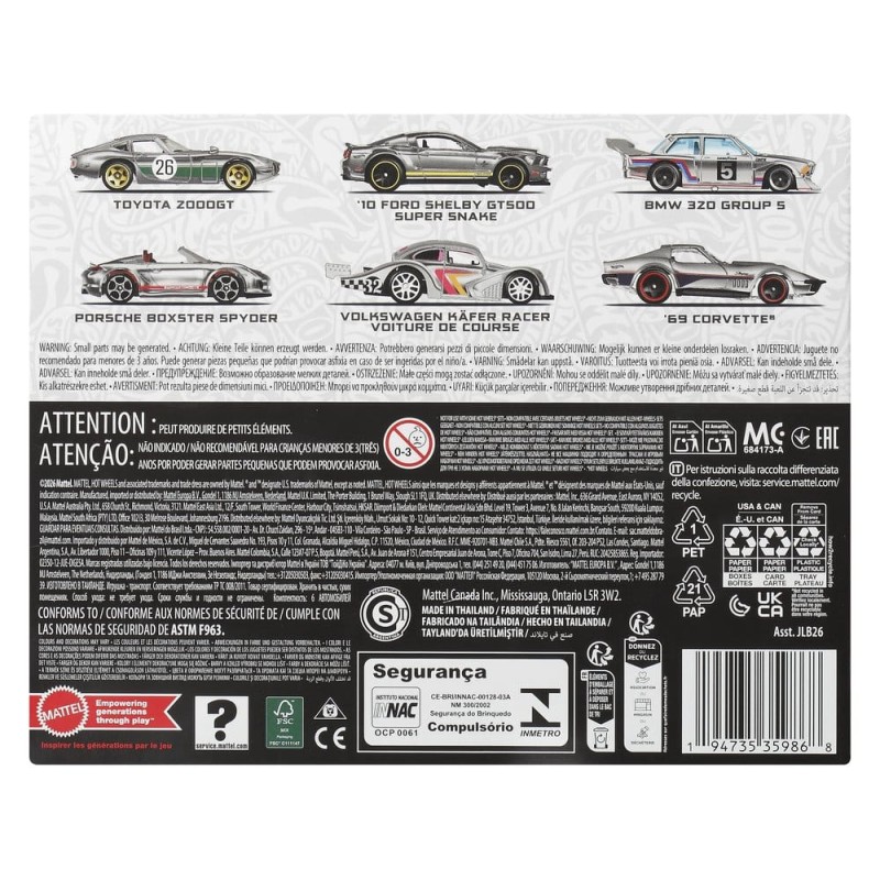 Hot Wheels Silver Series Die-Cast Vehicle 6-Pack 1/64 ZAMAC
