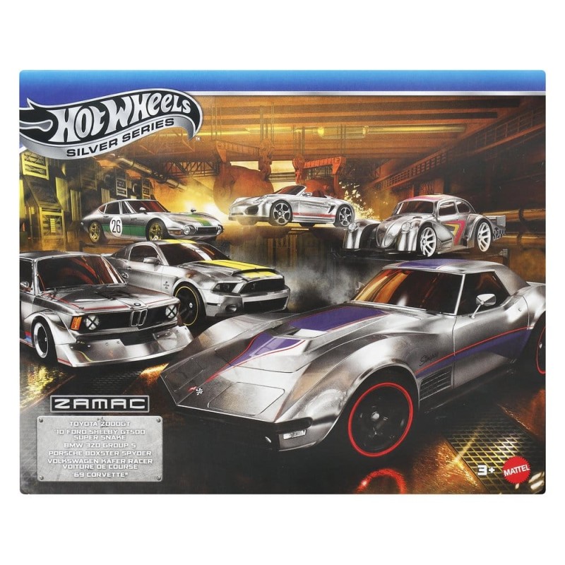 Hot Wheels Silver Series pack 6 véhicules Die-Cast 1/64 ZAMAC