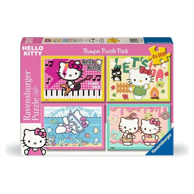 Hello Kitty pack 4 puzzles Allons-y, Hello Kitty ! (4x100 pièces)