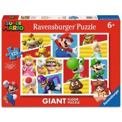 Super Mario puzzle Giant Floor Les Amis et Ennemis de Mario (125 pièces)