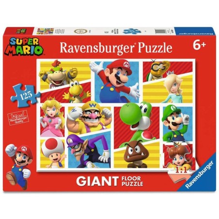 Super Mario puzzle Giant Floor Les Amis et Ennemis de Mario (125 pièces)