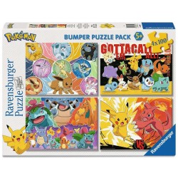 Pokémon pack 4 puzzles Copains Pokémon (4x100 pièces)