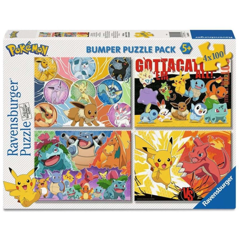 Pokémon pack 4 puzzles Copains Pokémon (4x100 pièces)