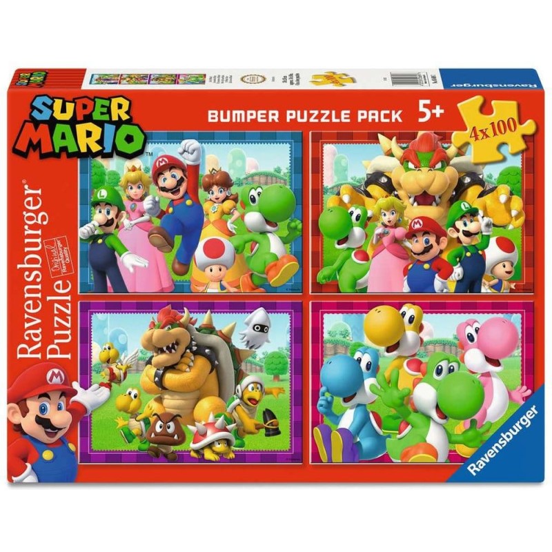 Super Mario pack 4 puzzles C'est l'heure de Mario ! (4x100 pièces)
