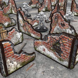 Green Stuff World - MDF Terrain - Pré-peint et Pliable - Briques - Murs (12 éléments)