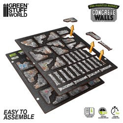 Green Stuff World - MDF Terrain - Pré-peint et Pliable - Béton - Murs (16 éléments)