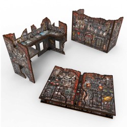 Green Stuff World - MDF Terrain - Pre-Painted & Foldable - Orks - U-Shaped Ruins (1 Item)