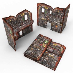 Green Stuff World - MDF Terrain - Voorgeschilderd en opvouwbaar - Orks - Grote L-vormige ruïne (1 item)