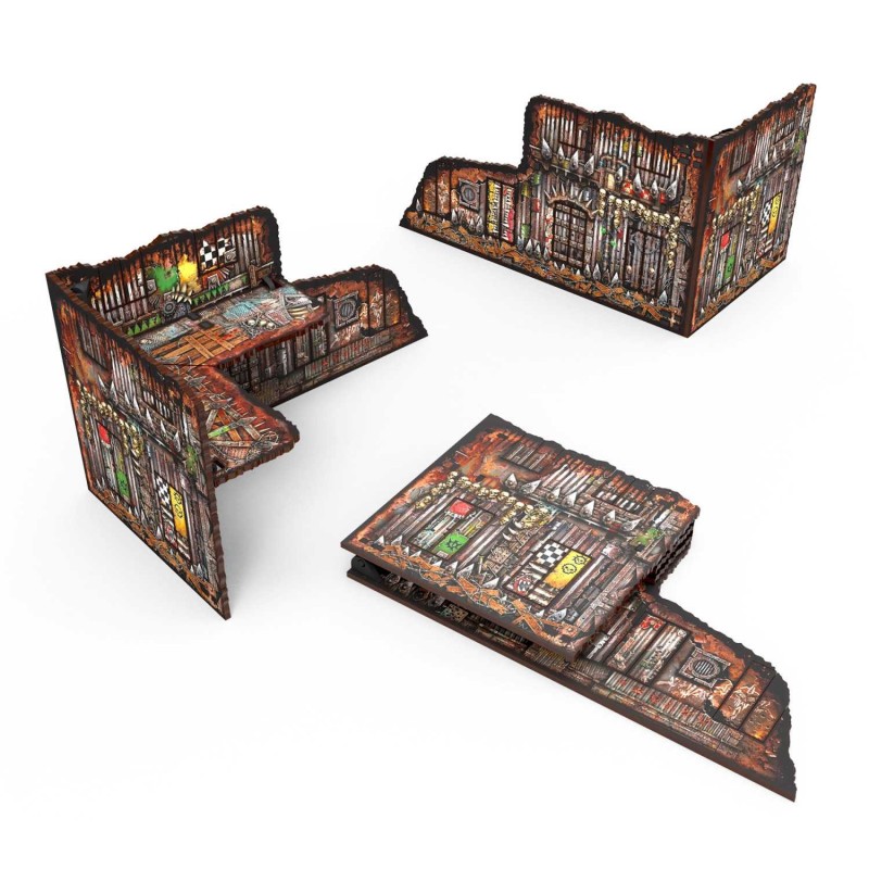 Green Stuff World - MDF Terrein - Voorgeschilderd en opvouwbaar - Orks - Gebouw met 2 verdiepingen (1 item)
