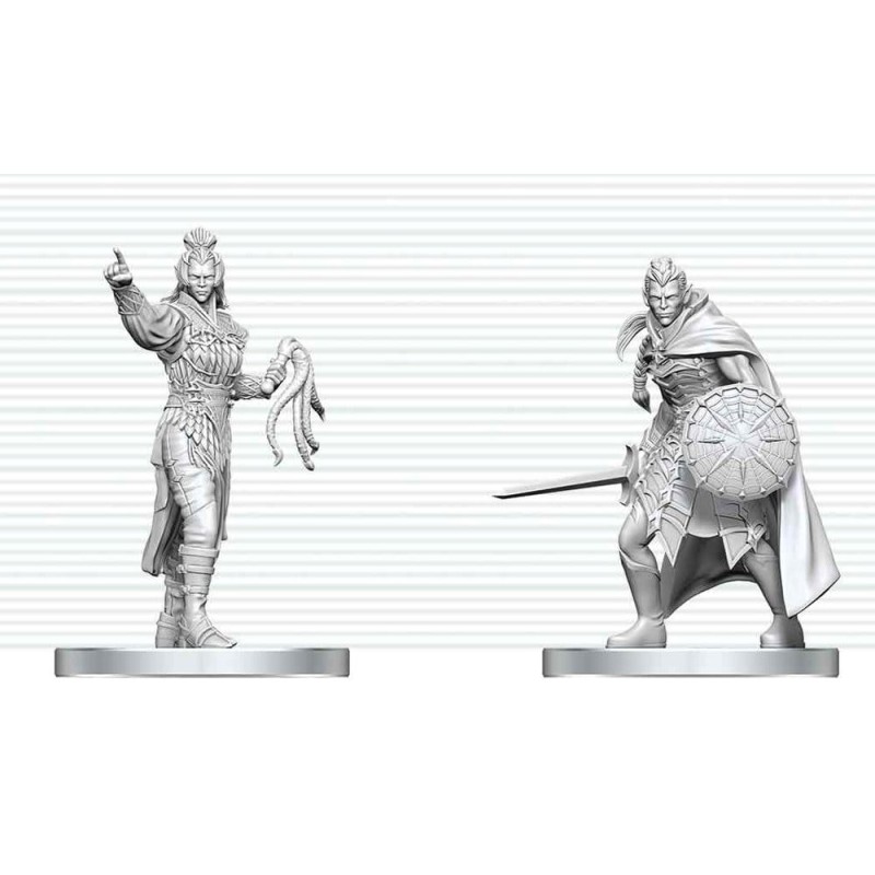 D&D Nolzur's Marvelous Miniatures figurines mini Drow Elite Warrior & Drow Priestess of Lolth 13 cm