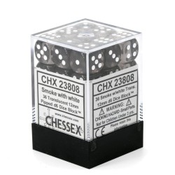 Chessex - 12mm d6 (36 Dés) - Transparent - Fumé/Blanc