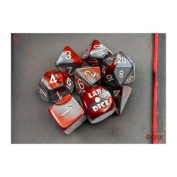 Chessex - Set of 8 Dice - GEMINI - Steel Red / White