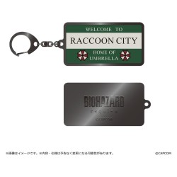 Resident Evil Requiem porte-clés en métal Raccoon City Welcome Sign