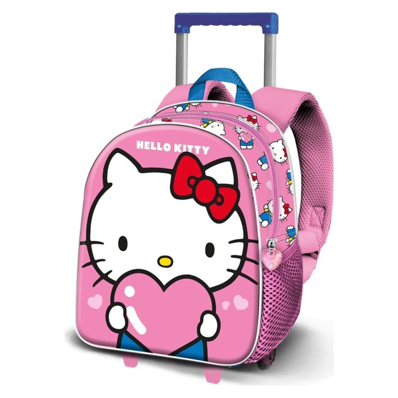 Sanrio Small 3D Sac à dos à roulettes Hello Kitty Heart