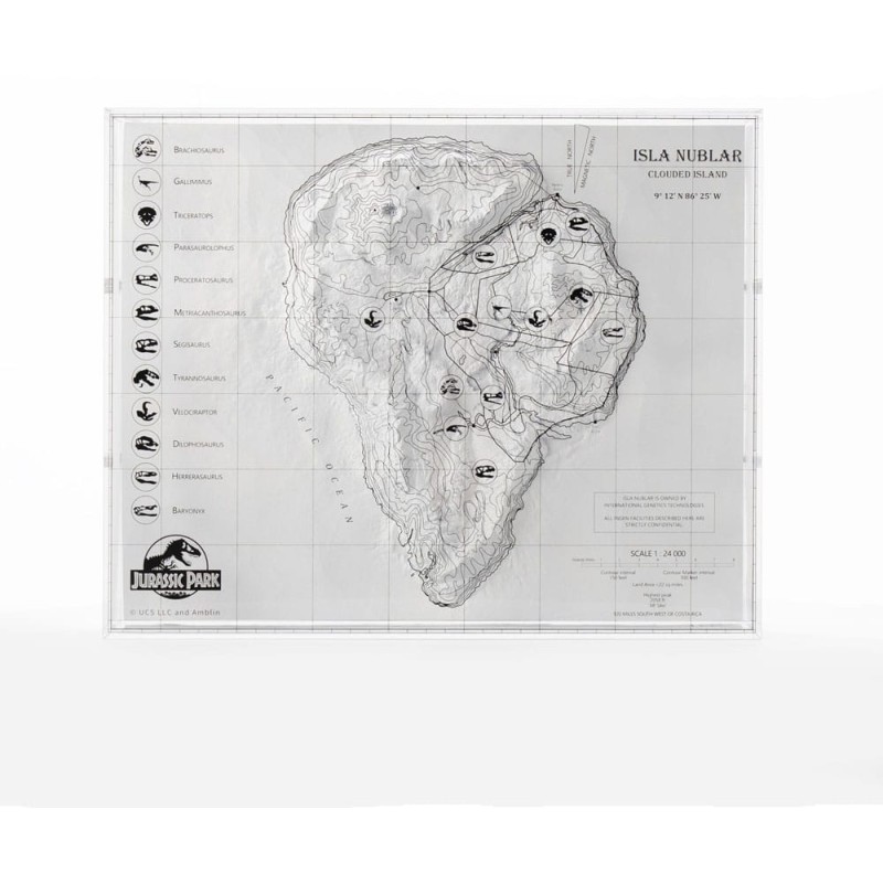 Jurassic Park Topographic Map Isla Nublar 