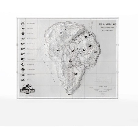 Jurassic Park Carte topographique Isla Nublar 