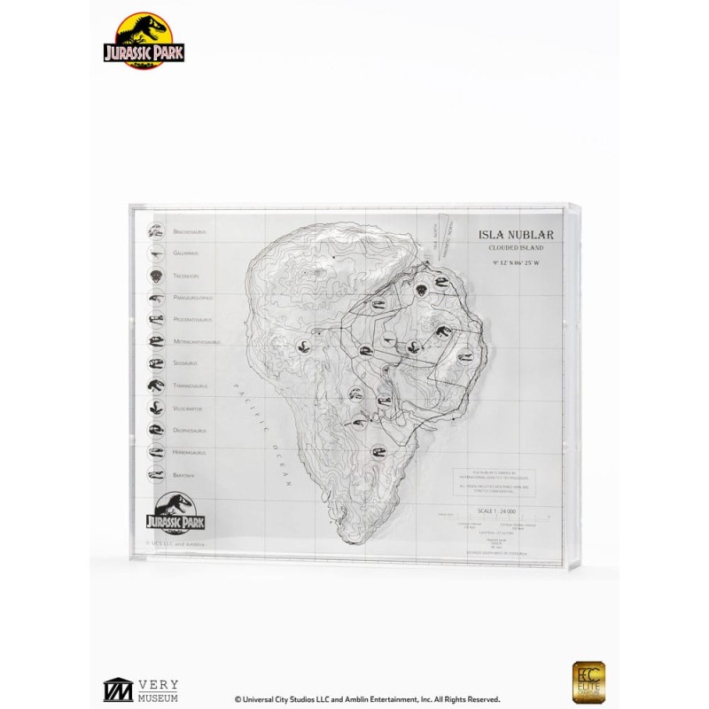 Jurassic Park Carte topographique Isla Nublar 