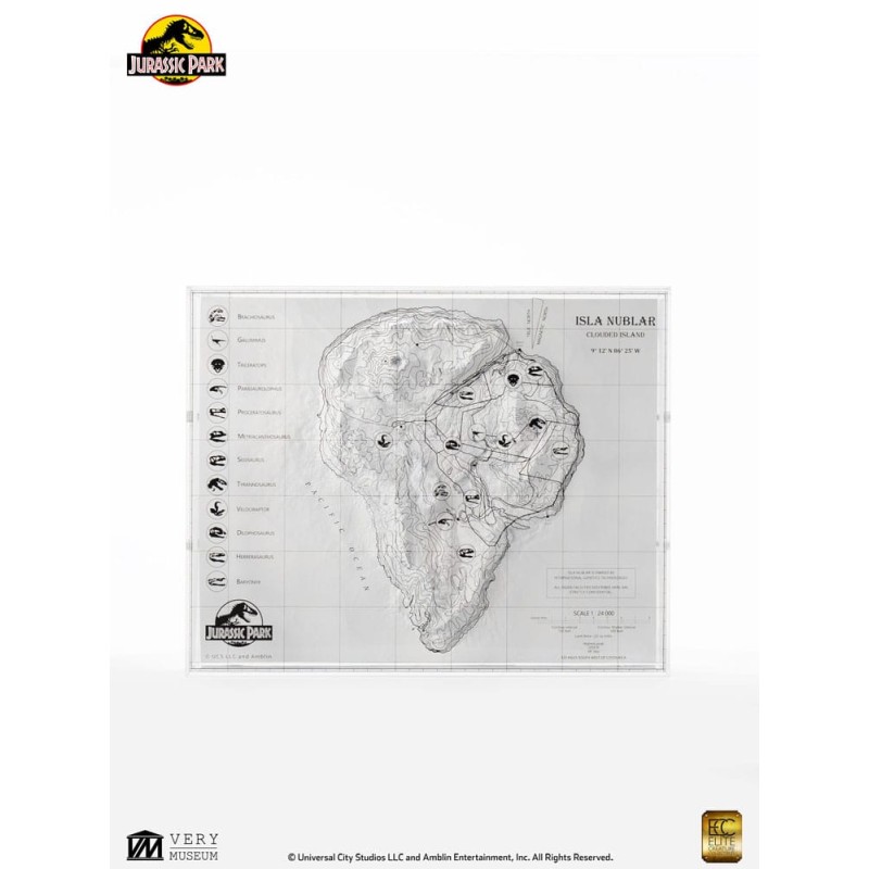Jurassic Park Carte topographique Isla Nublar 