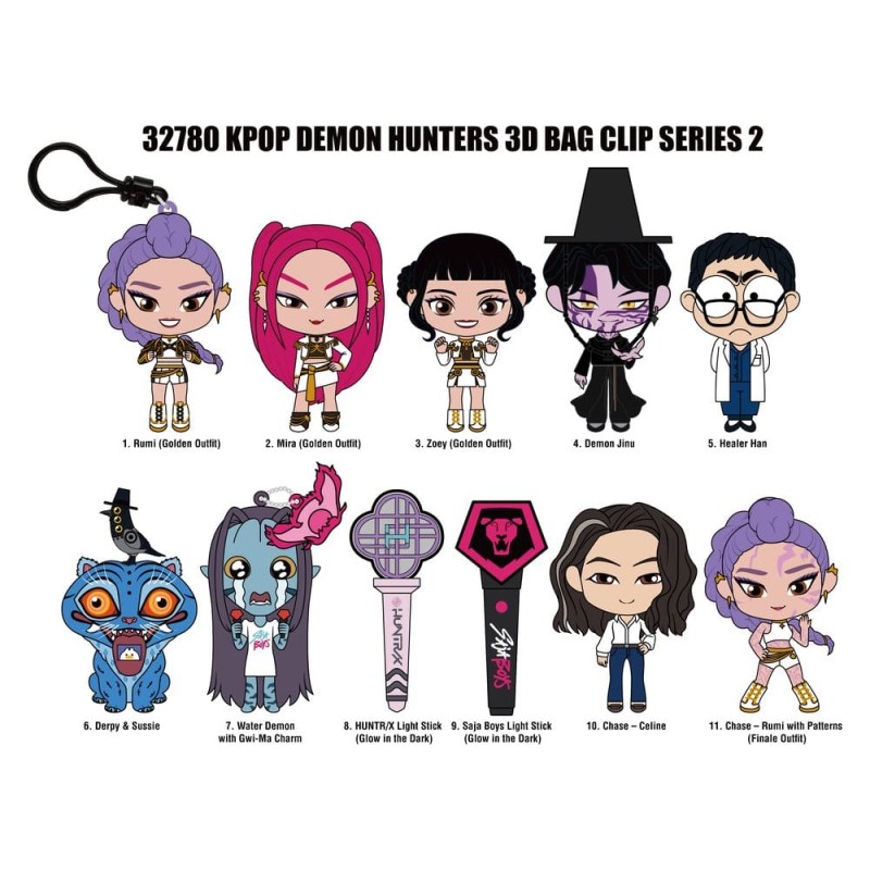 KPop Demon Hunters 3D PVC Bag Clips Series 2 Display (24)