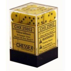 Chessex - Ondoorzichtig 12mm d6 (36 Cubes) - Geel/zwart