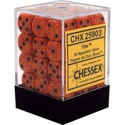 Chessex - Gespikkeld 12mm d6 (36 dobbelstenen) - Vuur