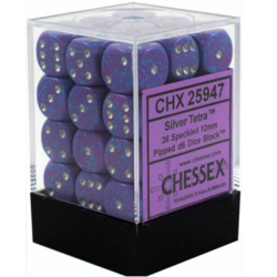 Chessex - Gespikkeld 12mm d6 (36 kubussen) - Zilver Tetra