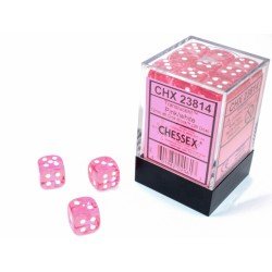 Chessex - Doorschijnend 12mm d6 (36 dobbelstenen) - Roze/Wit