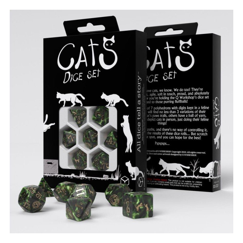 Q-Workshop - Dice Set (7 Dés) - Cats | 5907699497034