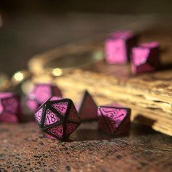 Q-Workshop - Dice Set (7 Dés) - Call of Cthulhu 7ème édition - Black & Magenta | 5907699495986