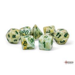 Chessex - Mega Hedral (7 Dice) - Marble - Green/Dark Green