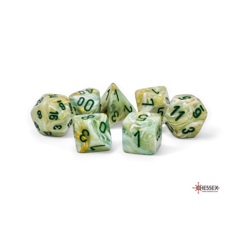 Chessex - Mega-hedral (7 Dés) - Marble - Green/Dark Green | 601982043957