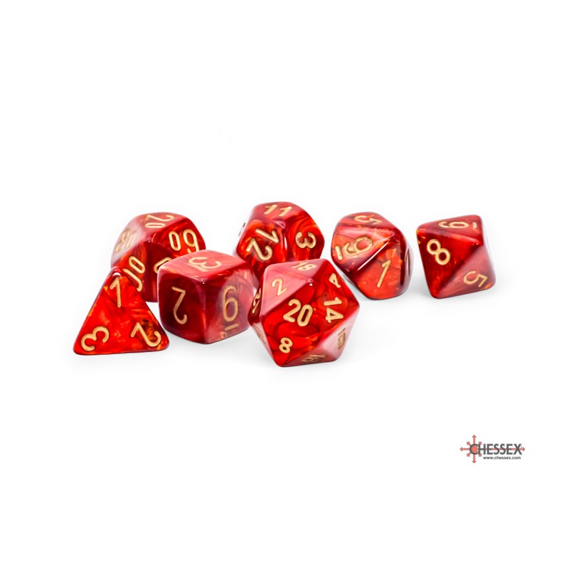 Chessex - Mega-hedral (7 Dés) - Scarab - Scarlet/Gold | 601982043711