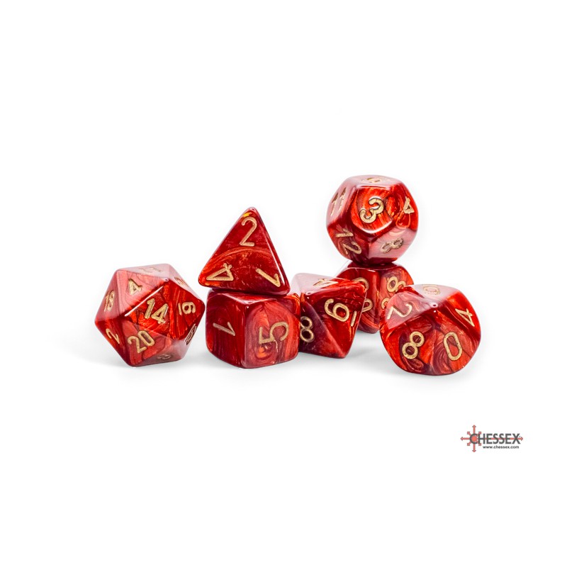 Chessex - Mega-hedral (7 Dés) - Scarab - Scarlet/Gold | 601982043711