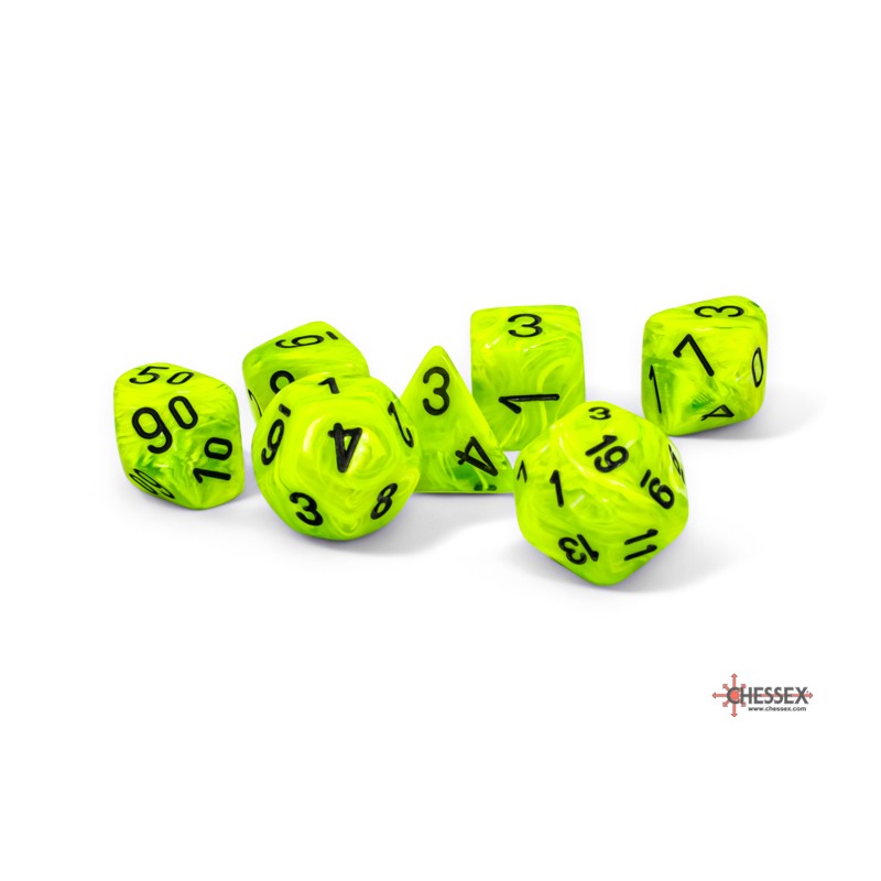 Chessex - Mega-hedral (7 Dés) - Vortex - Bright Green/Black | 601982044114