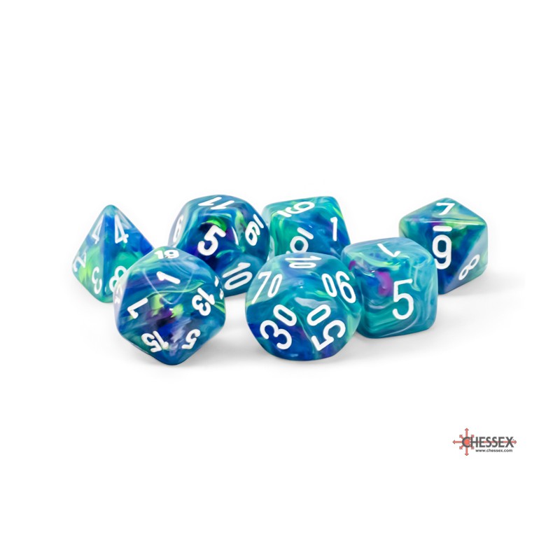 Chessex - Mega Hedral (7 dobbelstenen) - Feestelijk - Waterlelie/Wit | 601982043872