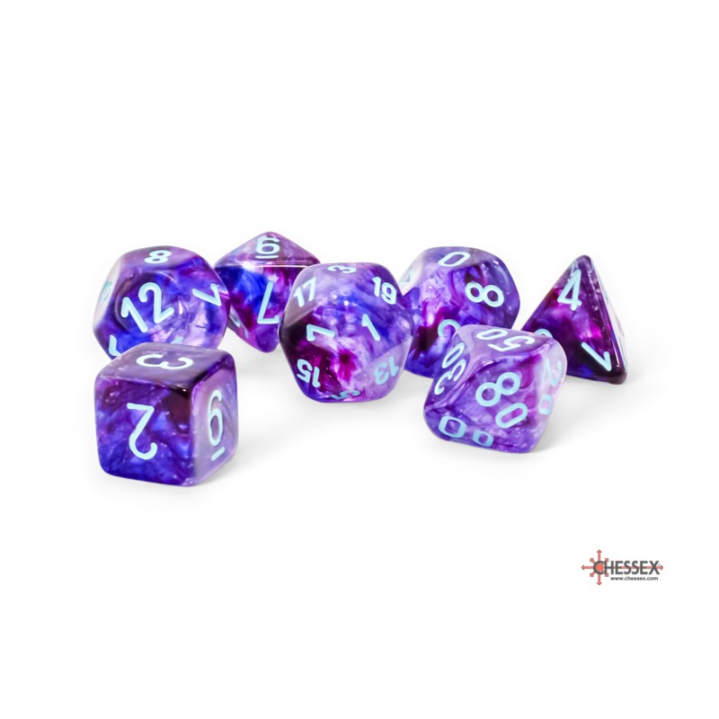 Chessex - Mega Hedral (7 dobbelstenen) - Nebula - Nachtelijk/turkoois licht | 601982044039