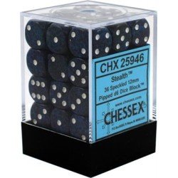 Chessex - Gespikkeld 12mm d6 (36 dobbelstenen) - Stealth | 601982022334