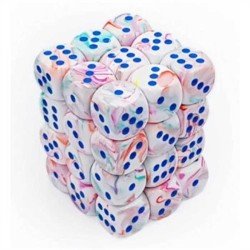 Chessex - Signature 12mm d6 (36 dobbelstenen) - Feestelijke Pop Art/Blauw