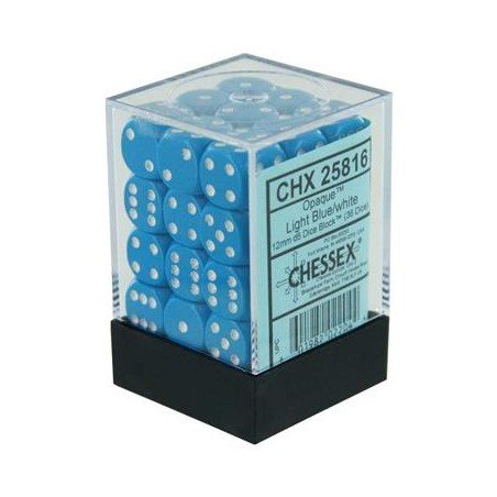 Chessex - Opaque 12mm d6 (36 Cubes) - Light Blue/White | 601982022044