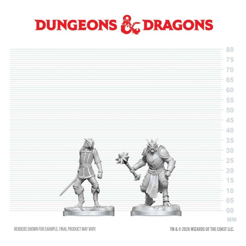 Dungeons & Dragons Nolzur's Marvelous Miniatures Unpainted Miniature Dragonborn Paladin & Dragonborn Squire 14 cm