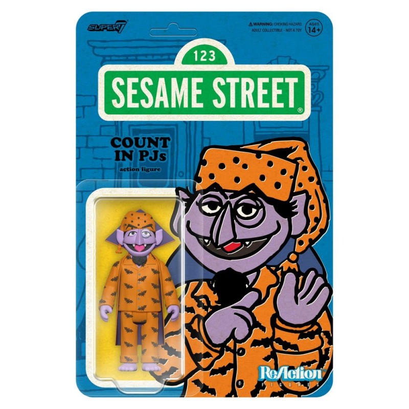1, Rue Sésame figurine ReAction Wave 06 Count Von Count (PJs) 10 cm      