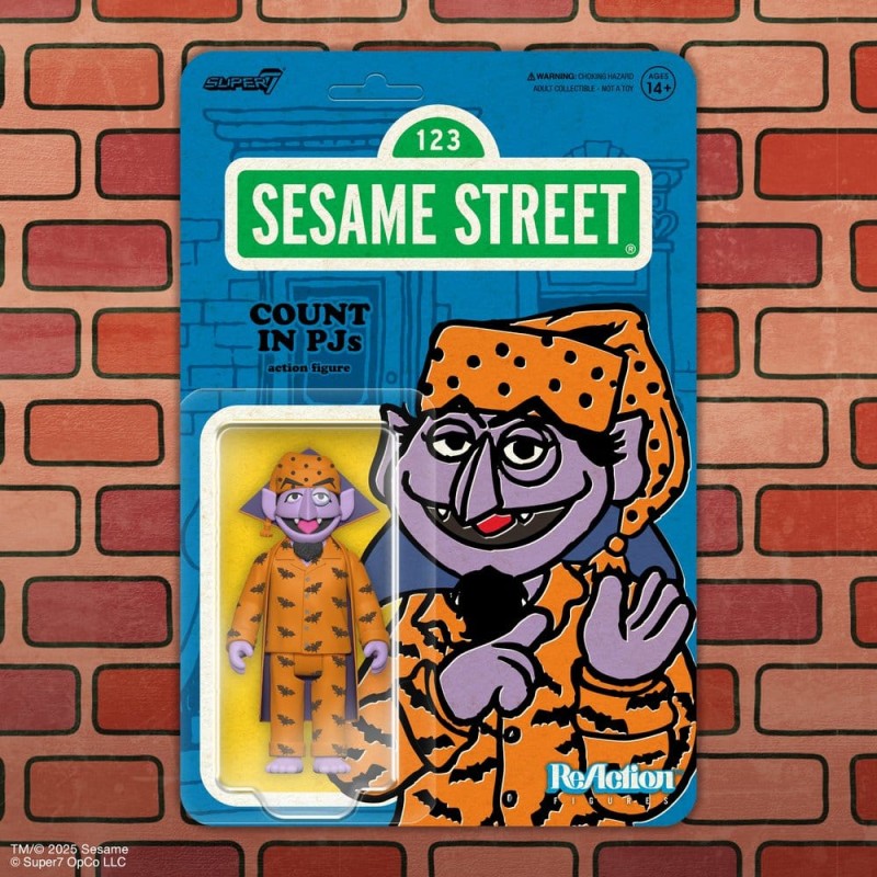 1, Rue Sésame figurine ReAction Wave 06 Count Von Count (PJs) 10 cm      